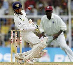 India's Parthiv Patel evades a rising delivery during the third day's play of the second Test match