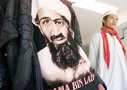 A supporter of Indonesian Muslim cleric