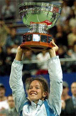 Switzerland's Patty Schnyder celebrates her victory
