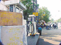A petrol station in the Bharat Nagar area wears a deserted look on Wednesday 