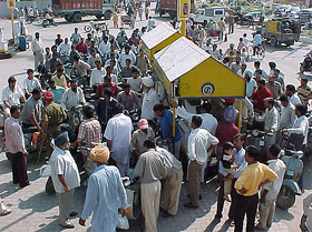 Long queues were seen at some of the petrol stations