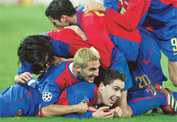 Basle players Murat Yakin, Julio Rossi, Bernt Haas and Ivan Ergic celebrate a goal