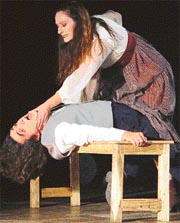 A scene from "Martyrima" by artistes of Omma Studio at Tagore Theatre in Sector 18, Chandigarh 