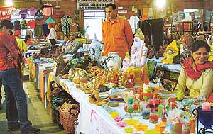 Entrepreneurs exhibit their products at Lajpat Rai Bhavan in Sector 15, Chandigarh