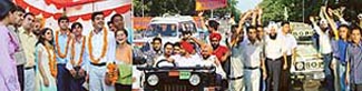 Student leaders of Panjab University hold election rallies a day after the announcement of Students� Council poll in Chandigarh 