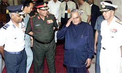 Prime Minister Atal Behari Vajpayee with three service chiefs
