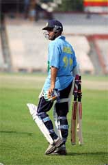Indian captain Saurav Ganguly during a practice session