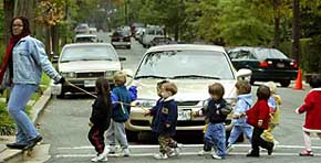 Washington D.C. preschoolers at Cleveland Park Congregational Church enjoy a walk
