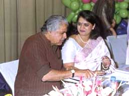 Mr Narendra Kumar, chairperson, DPS Society, and Mrs Sudha Gupta at the release of nursery rhyme books in the Capital