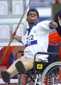 India�s Pradeep Bhosale throws during the men�s javelin