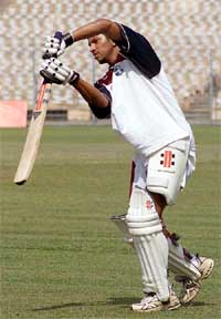 Ramnaresh Sarwan of the West Indies plays a shot