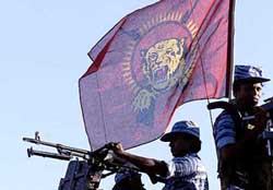 Liberation Tiger of Tamil Eelam�s women cadre display their skills during Tamil Women�s Day celebrations in the rebel-held northern Sri Lanka 