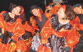 Students of Govt Senior Secondary School, Sector 19, perform during the annual function of the school at Tagore Theatre in Chandigarh on Tuesday