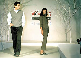 Models sporting trendy Fall/ Winter collection 2002 launched by Wills Sports.