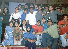 Jubilant team of the Punjab College of Technical Education after winning the trophy at two-day youth festival, Abhivyakti-2002, held at Yamuna Nagar.