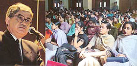 Gen V.P. Malik, former Chief of the Army Staff, addresses students of Government College of Women 