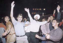 People swaying to the beat of bhangra at a cultural programme 