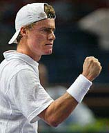 Lleyton Hewitt of Australia celebrates his victory