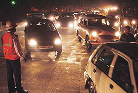 Divali shoppers create traffic chaos on Chandigarh roads on Sunday.
