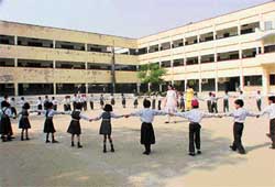 Students of USPC Jain Public school during their game period