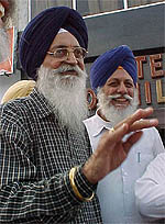 Mr Mohinder Singh Romana, executive member of the SGPC, addresses a press conference