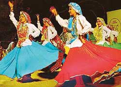Girls perform Haryanvi dance at The Tribune-sponsored Plaza Carnival in Sector 17, Chandigarh