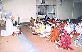 The students of Manju Sanskar Kendra listening to a lecture