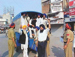 Senior SAD leaders who were arrested by the police in Ludhiana on Sunday