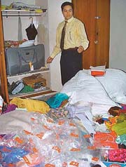 One of the ransacked rooms in a Sector 11 house from where about 35 tolas of gold jewellery was reportedly stolen.