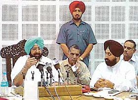 Punjab Chief Minister Amarinder Singh addresses a press conference in Chandigarh on Monday.