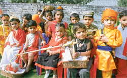 Students of Tender Foot Nursery School participate in a fancy dress contest held on the eve of Children�s Day