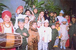 Students of Gupta Model High School participate in a fancy-dress competition