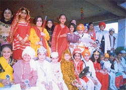 Students of GMT Public School at a fancy-dress competition on Children's Day