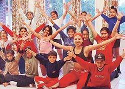 Children take part in a dance workshop organised by Shiamak Davar�s Institute of Performing Arts (SDIPA), Mumbai, at Park View in Chandigarh on Friday.