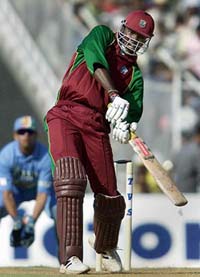Chris Gayle of the West Indies hits a shot 