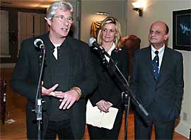 Hollywood actor Richard Gere speaks to Indian journalist