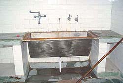 A rusted wash-basin in a washroom of one of the operation theatres in the newly constructed building of General Hospital, Panchkula
