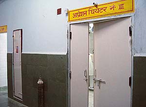 Doctors have put cotton rolls in the creeks of the doors of operation theatres of the hospital to ensure proper fumigation.