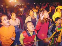 Teenagers dance at a Bollywood blast held at the Lodhi Club in Ludhiana