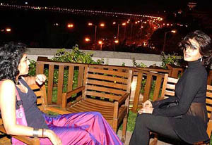 Raveena Tandon enjoys the Mumbai skyline