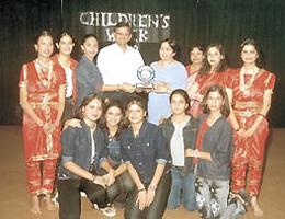 Winners of various events of �Inter-School Competition� organised at MVN school, with the Principal, Mr Gopal Sharma. 