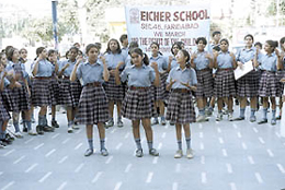 Students of Eicher School, Faridabad, taking out a �rally� to celebrate Children�s Day.