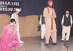 Students present a one-act play in Sambhang Natyotsav 2002, in MCM DAV College, Sector 36