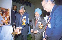 Prof O.N. Nagi from the PGI, Chandigarh, inaugurates the 20th Dr L.M. Lobo Memorial symposium at the CMC in Ludhiana