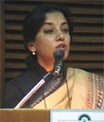 Shabana Azmi speaking at the India Habitat Centre