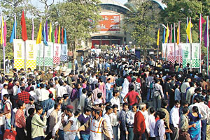 The weekend crowd at Pragati Maidan