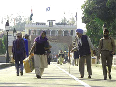 The Indian Sikh pilgrims coming back by Indo-Pak Wagha border post 