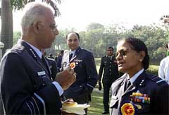 ir Chief Marshal S. Krishnaswamy with newly appointed first woman Air Vice-Marshal