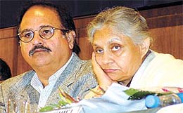 Delhi Health Minister A. K. Walia and Chief Minister Sheila Dikshit during the workshop on HIV/AIDS in the Capital on Saturday