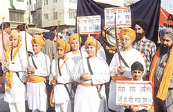 Students of GHPS, Vasant Vihar dressed as �panj pyaras�.